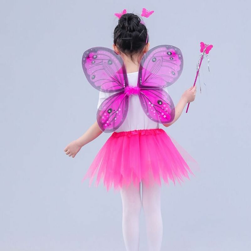 蝶のシミュレーション妖精の衣装セット子供、プリンセスチュチュ、スカートスーツ、ヘッドバンド、2〜8歳