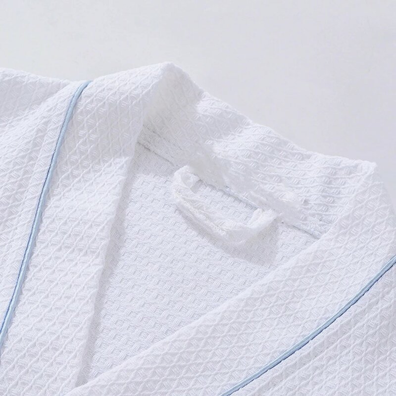 Wiosenny ręcznik szlafrok męski 100% bawełniana bielizna nocna Kimono szlafrok kąpielowy Unisex szlafrok długa suknia prysznicowa szlafrok biały frotte