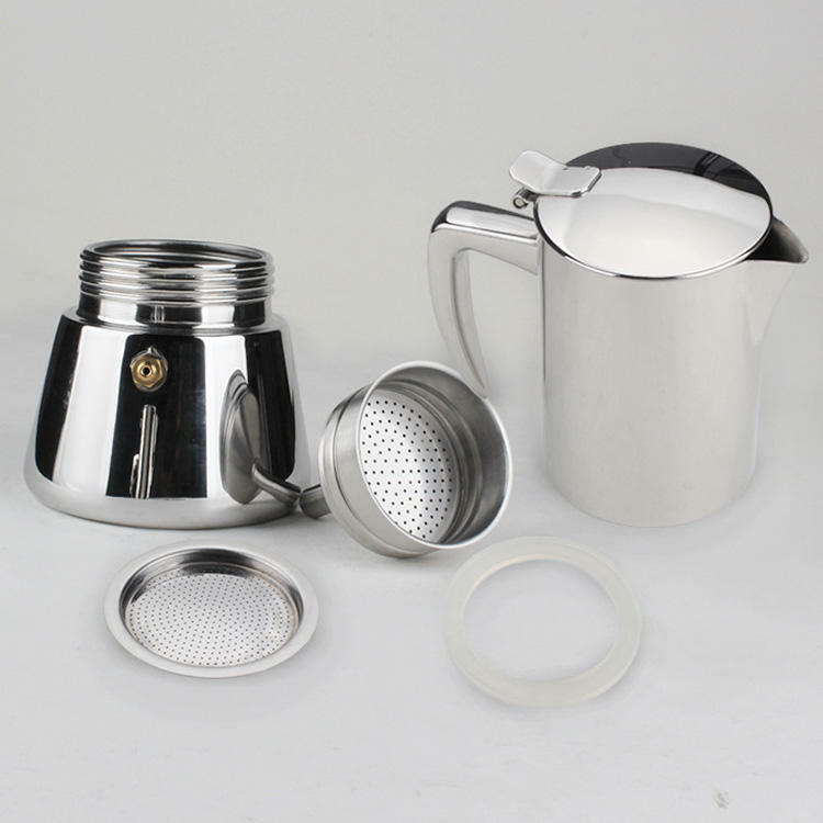 Personalizado aço inoxidável Moka Pot, cafeteira acessórios, alumínio Espresso, fogão
