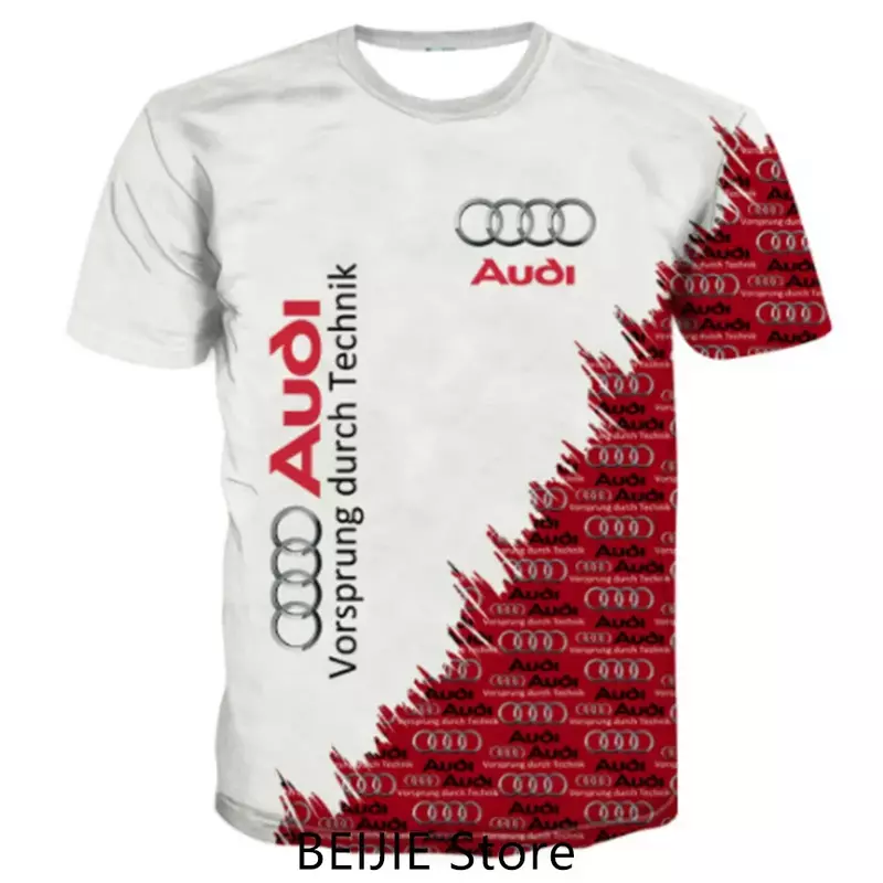 2024 New Audi Tshirt Men Short Sleeve Tee Brand Car LOGO Clothing Summer Men's Top Fashion Women Jersey Baby Boy Audi R8 Clothes
