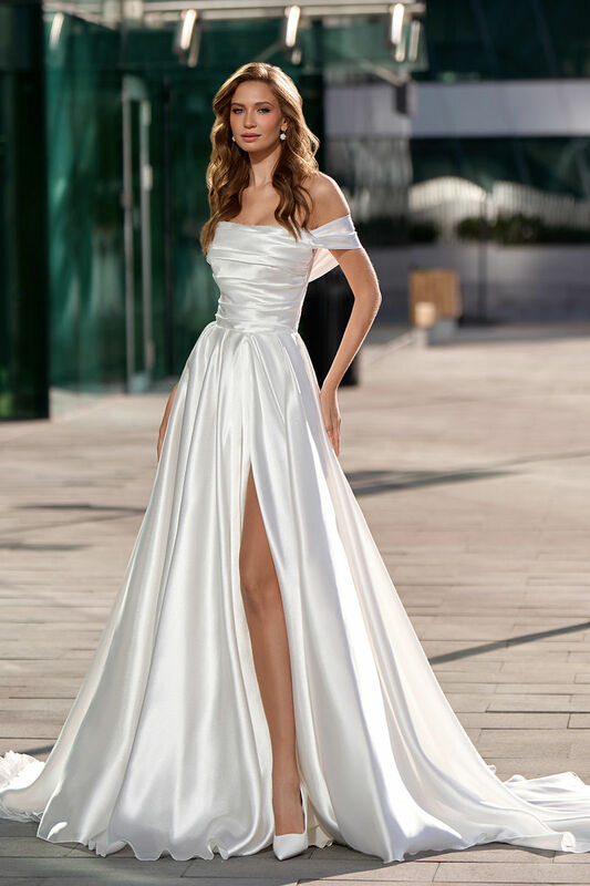 Sweetheart Wedding Dress Satin A-Line Floor Lenth For Women Customize To Measures Short Sleeves Bridal Gowns Elegant Robe 2024
