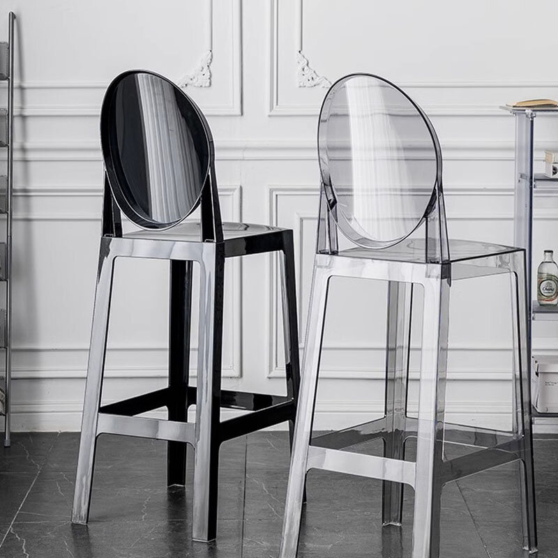 Taburete moderno De plástico para Bar, silla nórdica transparente para cocina, comedor y sala De estar, muebles De Hotel, color negro