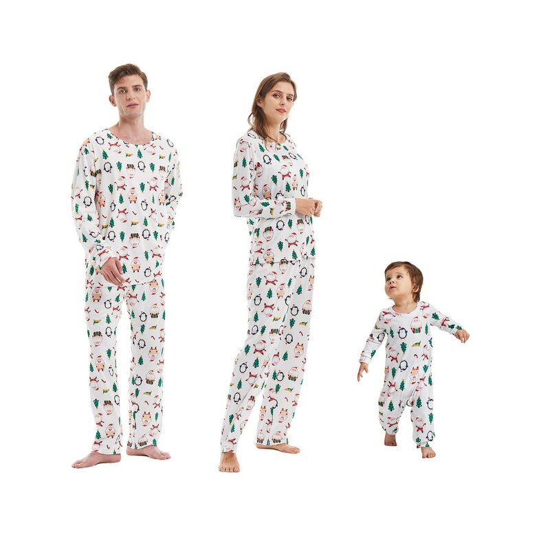 ชุดนอนเข้าชุดสำหรับครอบครัวคริสต์มาส2023ปีใหม่ชุดเสื้อผ้าเด็กทารกพ่อและลูกสาวของแม่