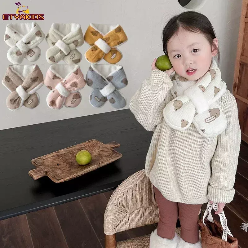 Bufandas cálidas para bebé, chales coreanos de oso de dibujos animados, accesorios de fotografía para recién nacido, Otoño e Invierno