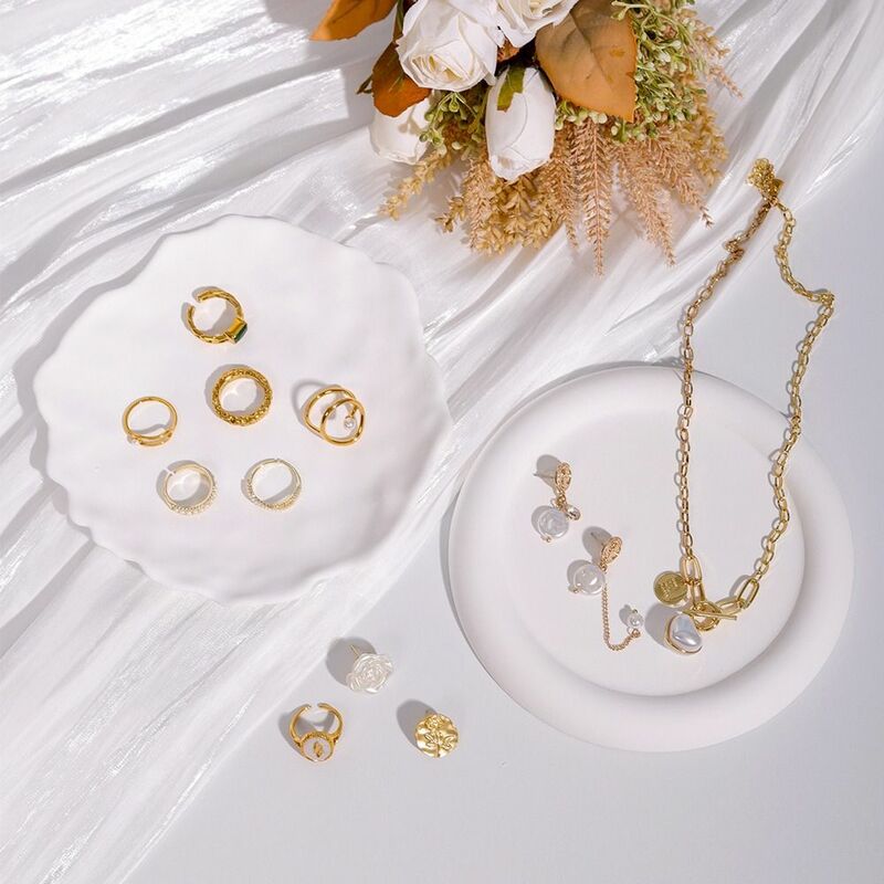 Shape White Photo Props Photography Props Photography Background Jewelry Display Tray Jewelry Plate Gypsum Storage Tray