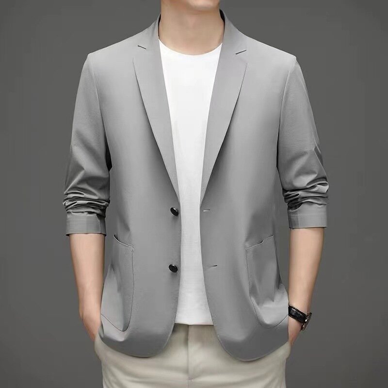 5959-R-loose Korean version Man 2021 summer new ice fitting silk Customized suit breathable half sleeve