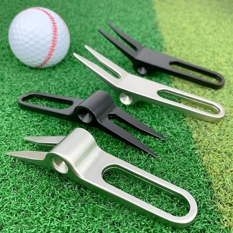 Pitchfork Golf Divot alat perbaikan nada seng Aloi bilah saklar alat Golf Divot lipat lubang angkat garpu Golf hadiah untuk pemain Golf