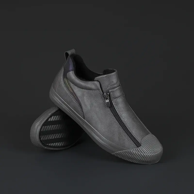 Winter High-top Men Shoes Casual Plush Warm Lined Male Footwear Outside Wear-resisting Flats Shoes Fashion All-match