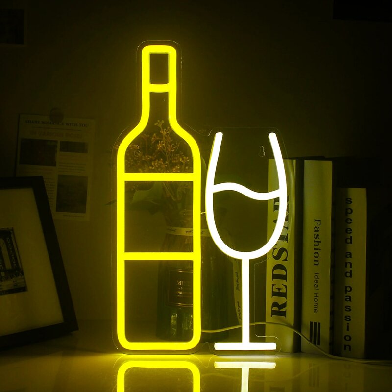 Bottle Neon Bar Sign LED Lights Glow Logo For Home Party Cafe KTV Shop Night Club Hanging Art Wall Lamp Room Decor Akcesoria