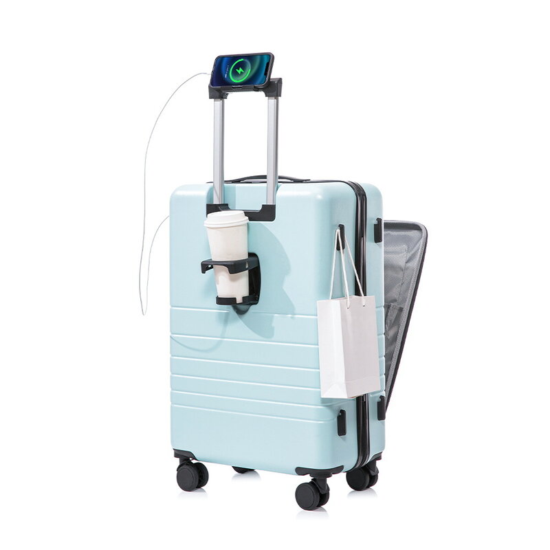 PLUENLI-maleta de gran capacidad con cremallera para estudiante, Maleta Universal de equipaje con Apertura frontal, con contraseña y rueda