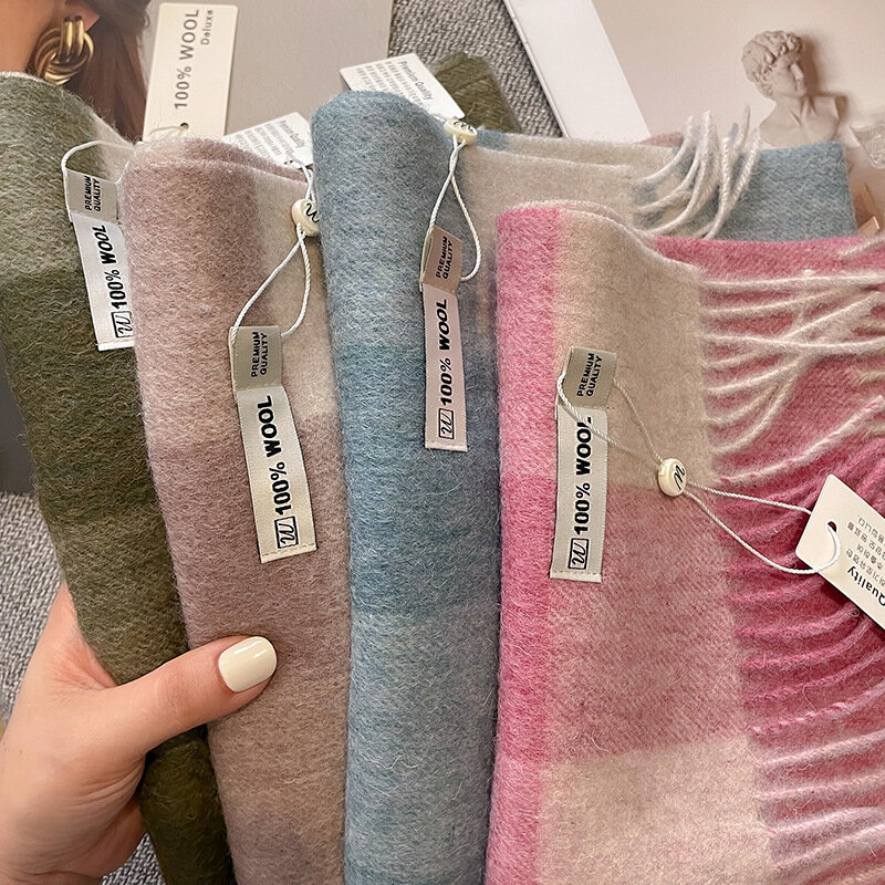 Geruite Sjaal Dambord Zachte Luxe Sjaals Dames Winter Warm Dual Use Lange Sjaal Vintage Verdikte Sjaals