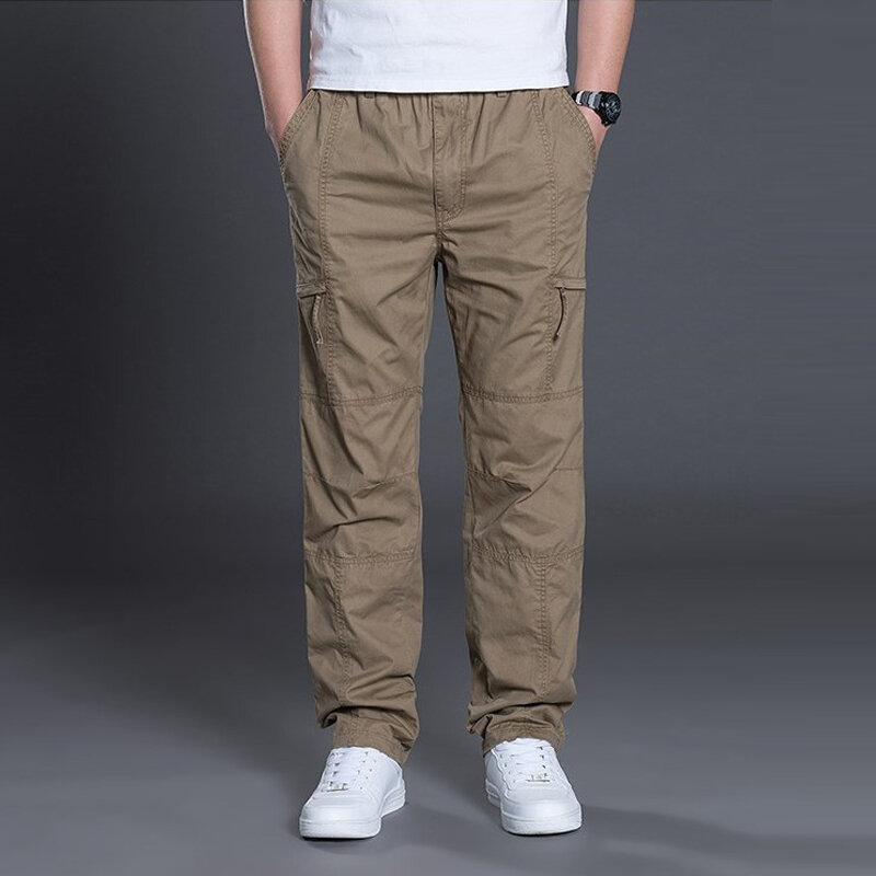 Pantalones largos de algodón para hombre, pantalón informal, recto, plano, talla grande 5xl, 6xl, verano y otoño