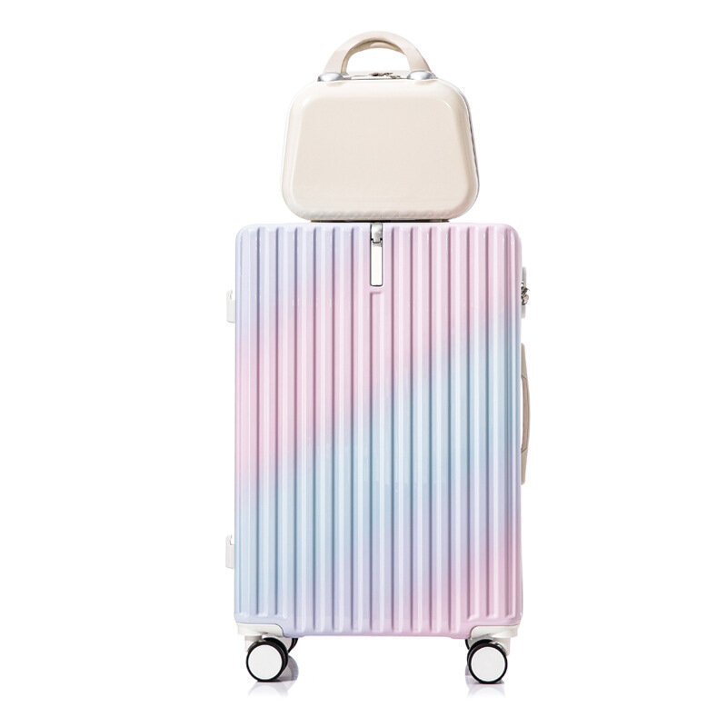 Modna walizka podróżna bagażowa z gradientem o dużej pojemności walizki z przednim hakiem Unisex cichy uniwersalny bagaż