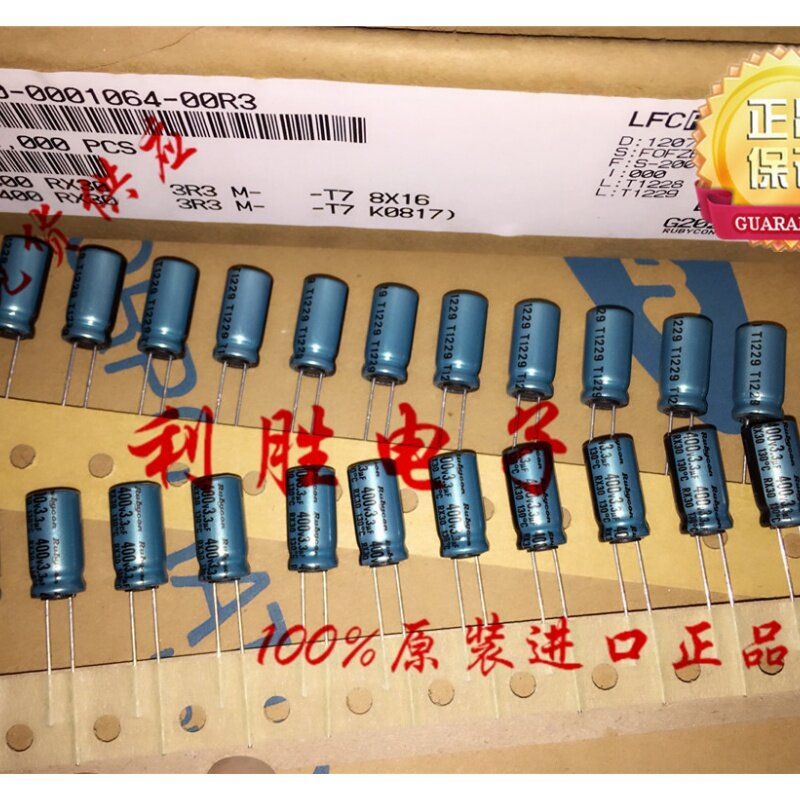 Condensador RUBYCON de rubí japonés, resistencia a altas temperaturas, 3,3 UF, 400 UF, 400V, 3,3 UF, 8X16, RX30, 20 piezas