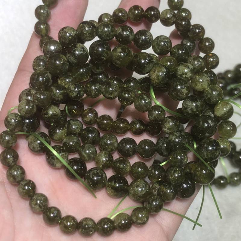 Punho de pedra granada verde natural para homens e mulheres, pulseira elástica, envoltório de corrente ecológico, pedras semi-preciosas duráveis, 8 mm