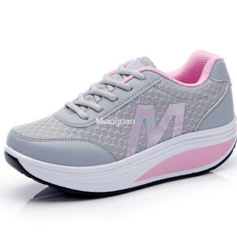 Running Shoes for Women 2024 New Fashion Mesh Breathable Sneakers Lace Up Wedge Platform Shoes Ladies Outdoor Casual Sport Shoes