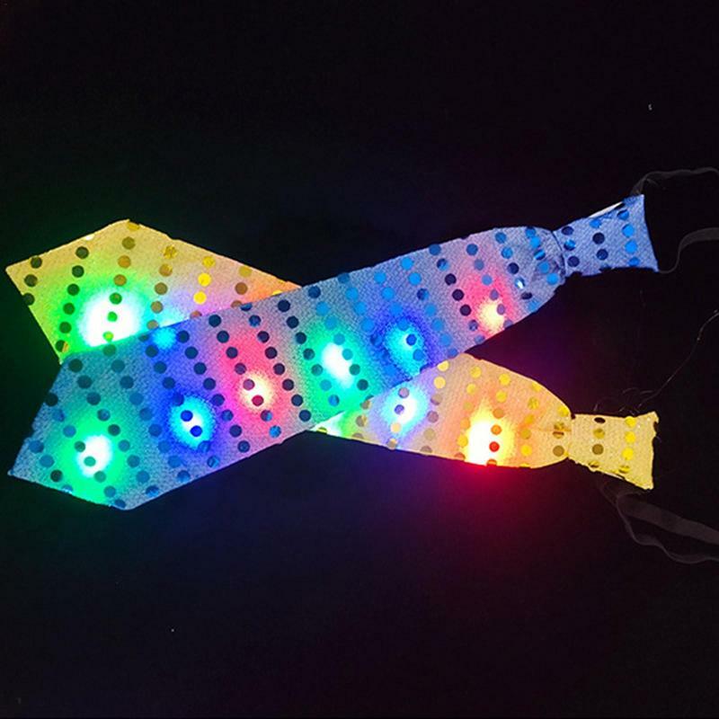 Light Up Tie Colorful LED Necktie Light Up Bow Tie Flash Necktie Pre Tied With Strap For Festival Rave Party