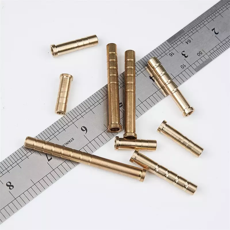 6 pçs inserção de tiro com arco cobre bronze base conector 37/50/100/150/200 grão para diâmetro 6.2mm seta eixo caça tiro accessor
