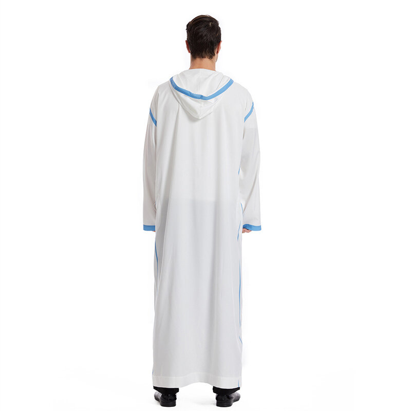 Muslim Jubba Thobe Clothing Ramadan Robe White Kaftan for Men Saudi Arabia Turkey Islamic Abaya Male Casual Loose Hooded Dress