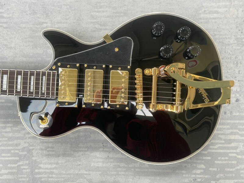 Gib$on guitar logo, Made in China, black, 3 pickups, customizable, high quality mahogany body, rosewood fingerboard, free ship