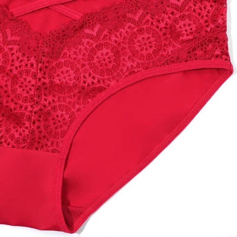 Softrhyme Plus Size Vrouwen Slips Sexy Kant Zien Door Panty Mid-Rise Onderbroek Voor Meisjes L-5XL