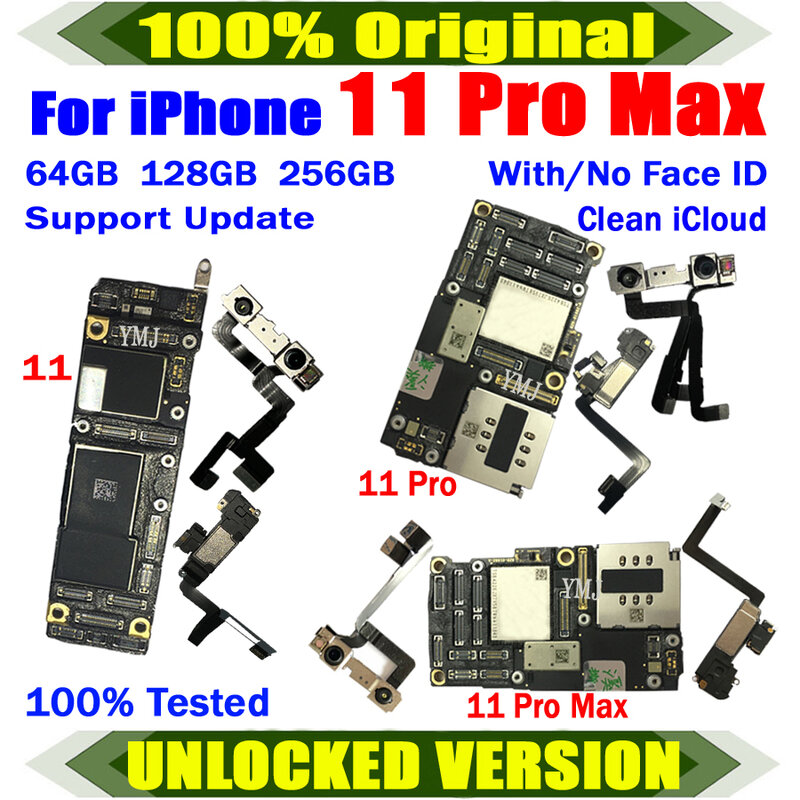 Free Shipping Support Update Mainboard For IPhone 11 Pro Max Motherboard Original Unlock Clean Icloud For IPhone 11 Logic Board