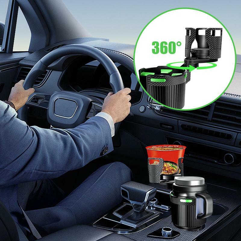 Pemegang gelas mobil multifungsi, alat penyimpanan kendaraan 2 dalam 1 minum Auto Holder Extender 360 derajat dapat diputar untuk suv