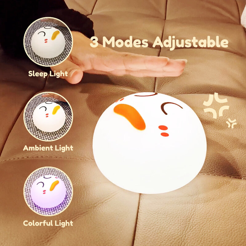 Lampu malam dapat diisi ulang USB, lampu malam bebek silikon kartun Clap Sensor sentuh untuk dekorasi kamar tidur anak-anak hadiah
