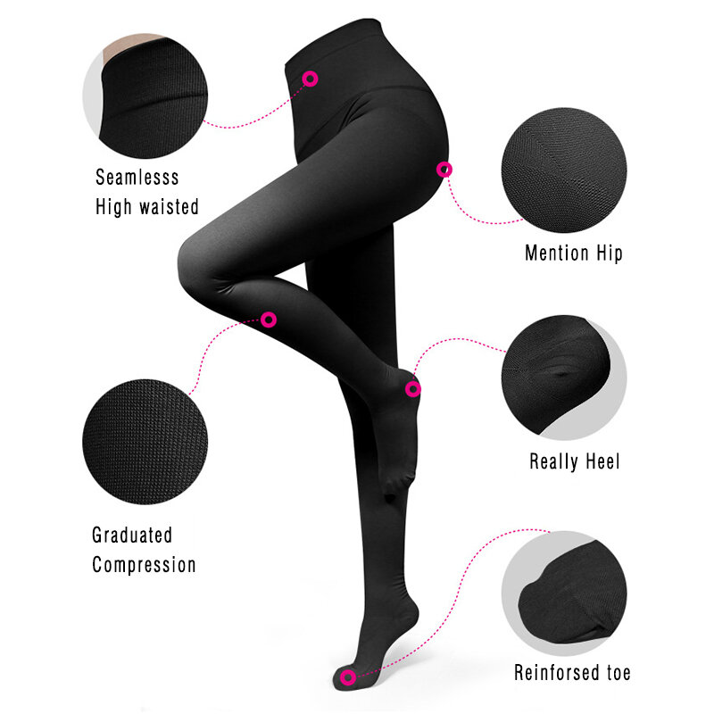 Medical Compression Pantyhose for Varicose Veins Stockings 22-32 MmHg Compression Support Pantyhose  Slimming Tights
