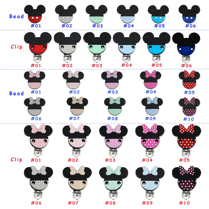Kovict 3-5Pcs Silicone Beads Clips Cartoon Mouse Bead For Jewelry Making DIY Baby Pacifier Chain Keychain Necklace Accessories