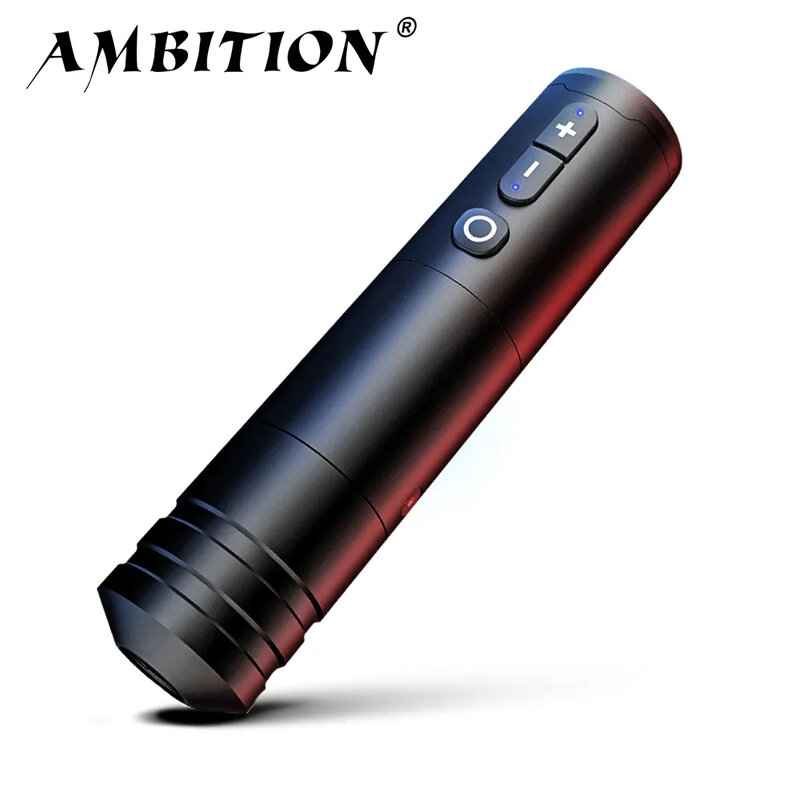 Ambition Ninja Professional Wireless Tattoo Pen Machine 4mm Stroke potente Display digitale con motore cc senza nucleo per il corpo dell'artista