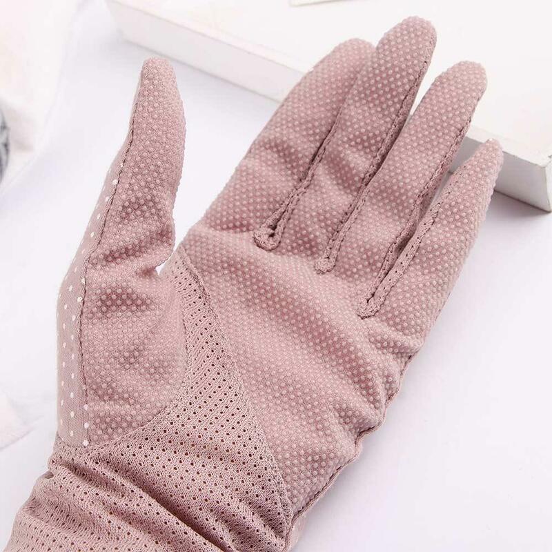 Женские нескользящие эластичные дышащие солнцезащитные перчатки, кружевные перчатки для сенсорного экрана, перчатки для вождения