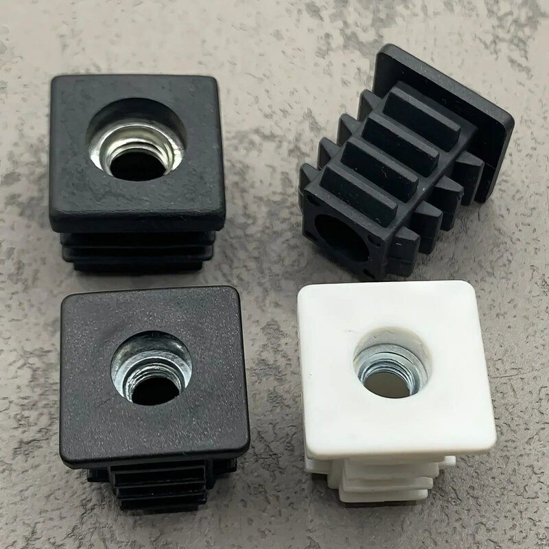 Nero/bianco M5 M6 M8 PE tappi per tubi quadrati neri in plastica con foro inserti terminali per tranciatura tappi copertura per tubi tubo per piedini per mobili