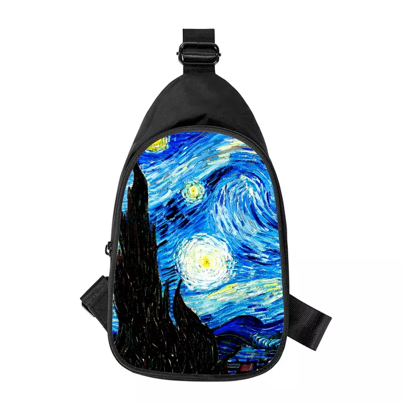 Sac de poitrine à bandoulière pour hommes et femmes, peinture d'art Van Gogh, impression 3D, sac initié en alertes onale, sac de taille d'école pour mari, sac de poitrine masculin, nouveau