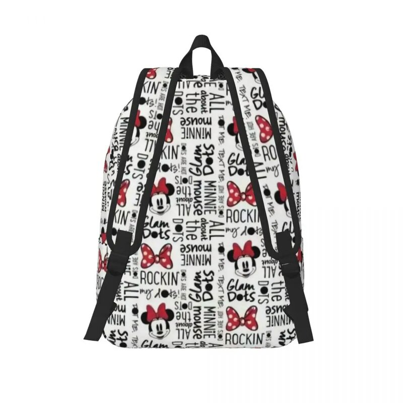 Custom Mickey Mouse Minnie Bows Cartoon Canvas Backpack for Women Men College School Student Bookbag Fits 15 Inch Laptop Bags