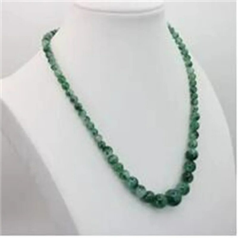 6-14mm okrągły perłowy okrągły naszyjnik zestaw z łańcuszkiem zielony i biały kamień chalcedon moda kobiety biżuteria cena hurtowa 18''