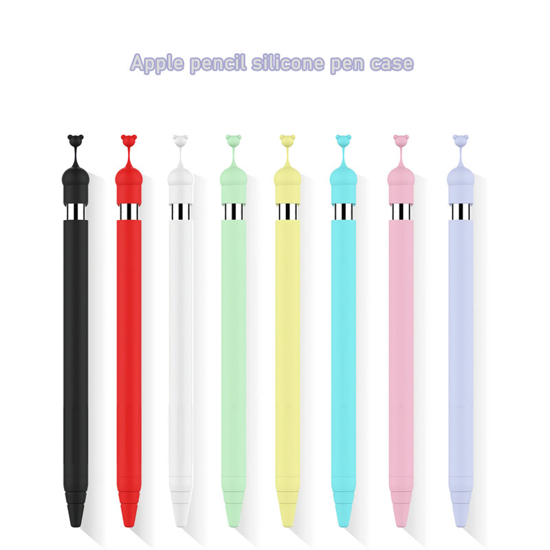 Casing silikon Apple, sarung HP silikon untuk Apple Ipad pensil 1 Generasi kartun beruang warna-warni pelindung Anti jatuh aksesoris hadiah