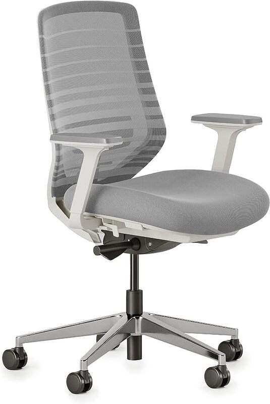 Ergonomiczne krzesło - Wszechstronne krzesło biurowe z regulowanym podparciem lędźwiowym, oddychającym oparciem z siatki i gładkimi kółkami -