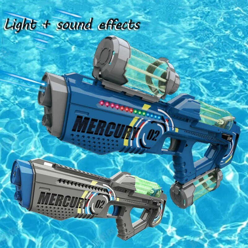 Pistola de agua eléctrica luminosa, totalmente automática, disparo continuo, interactivo, salpicaduras de agua, juguetes para niños