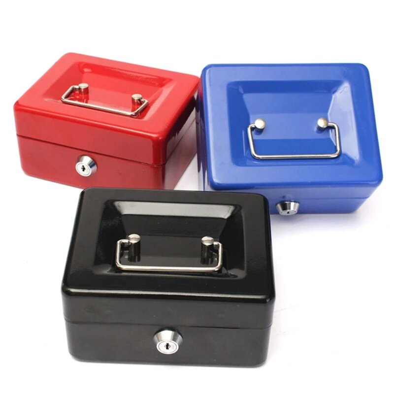 Kotak Uang Tunai Kecil Mini Praktis Kunci Keamanan Baja Tahan Karat Aman Dikunci Kecil Cocok untuk Dekorasi Rumah 3 Ukuran S/M/L