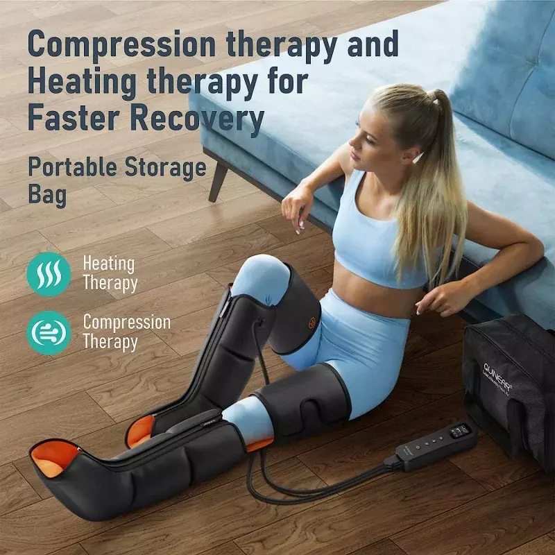 QUINEAR Leg Massager, 3-in-1 Foot Calf & Thigh Massager with Heat and Compression Therapy, Leg Massage Boots for Swollen Leg