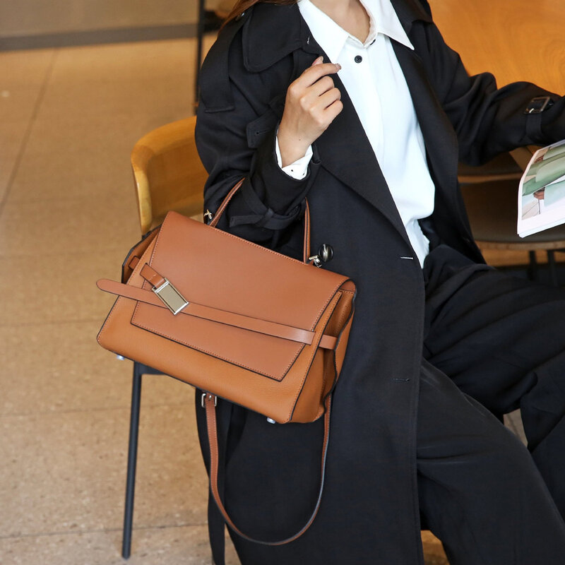 Handbag Crossbody Women's Bag Shoulder Cowhide Y2k True Leather Top Layer Chain Highquality Versatile Underarm Retro Fashion