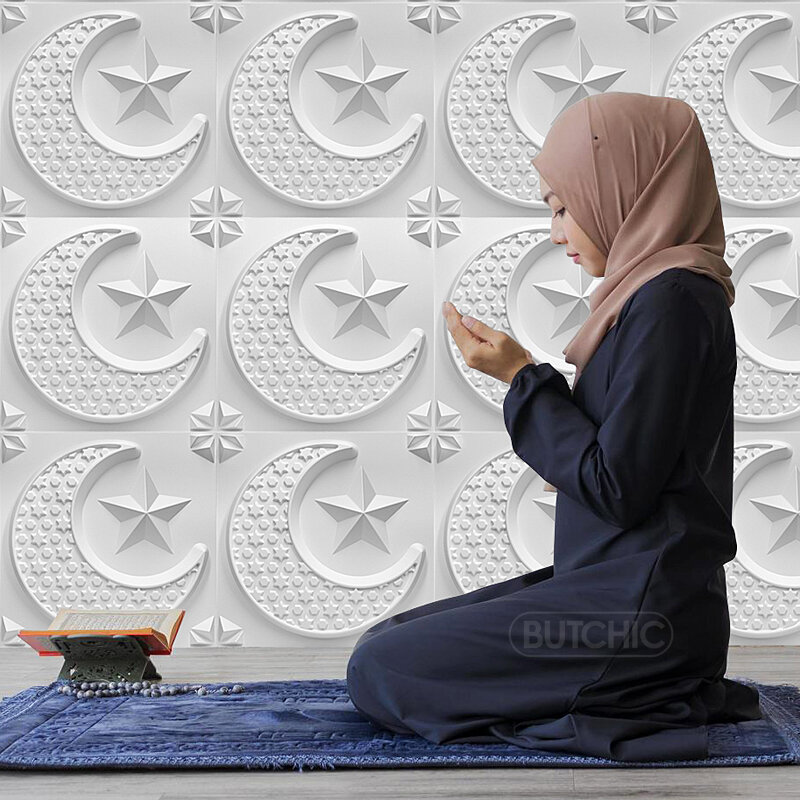 Mesquita islâmica marrocos porta pintura da arte parede ouro 3d adesivos de parede muçulmano 3d painel de parede bohemia árabe moderna casa decoração do quarto