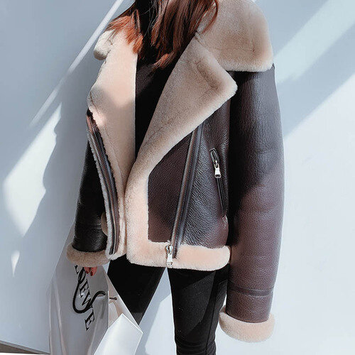 Зимняя женская куртка из натурального меха, женское теплое пальто из овечьей шерсти мериноса, женская одежда, высококачественные Куртки из натуральной кожи KJ6532