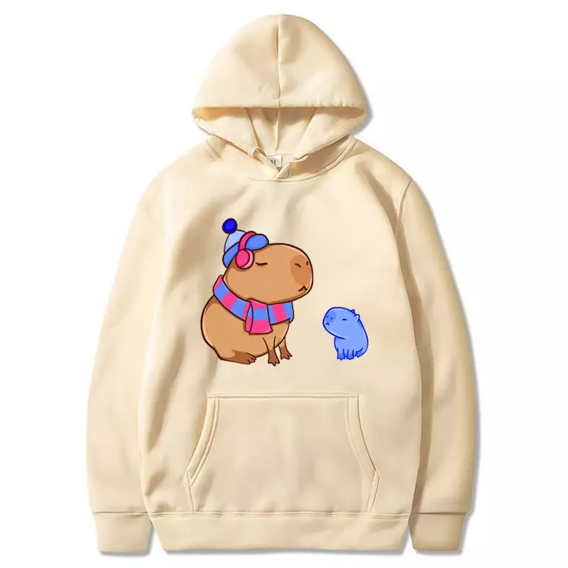 Capybara-Sudadera con capucha para hombre y mujer, jersey de manga larga con estampado de dibujos animados, Estilo Vintage Harajuku, Unisex, ropa de calle