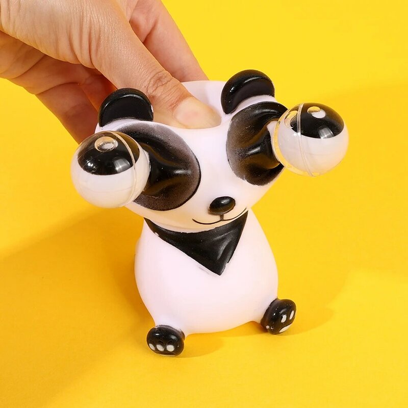 Funny Squeeze Panda Toys Eyeball Burst Squeeze Pinch Toys Kids Adults Stress Relief Toy Gifts Rotatable Eyes Decompression Toy