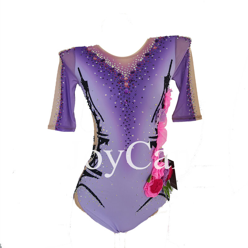 JoyCan Rhthmic Gymnastics Leotards Girls Women Purple Spandex Elegant Dance Wear for Competitiion
