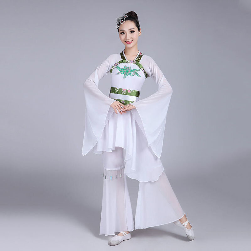 Classica manica ad acqua Dacne abbigliamento tradizionale Yangko Costume stile cinese Hanfu Dance Costume nazionale Fan Dance Outfit