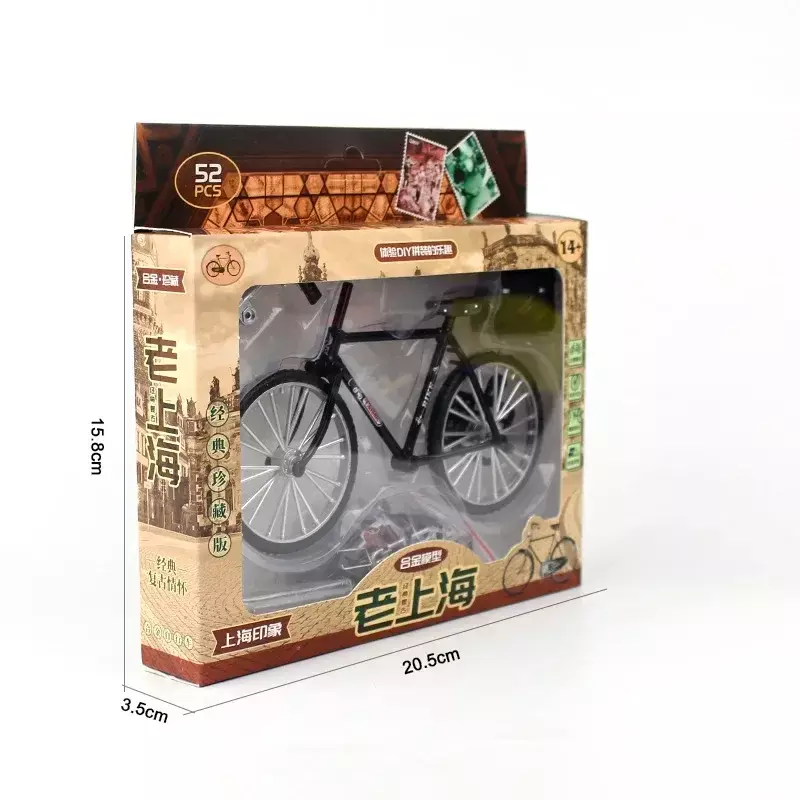 จักรยานอัลลอยด์ขนาดเล็กโมเดลจักรยานโลหะแบบเลื่อนประกอบได้รุ่น DIY จำลองของสะสมของขวัญสำหรับเด็กของเล่น
