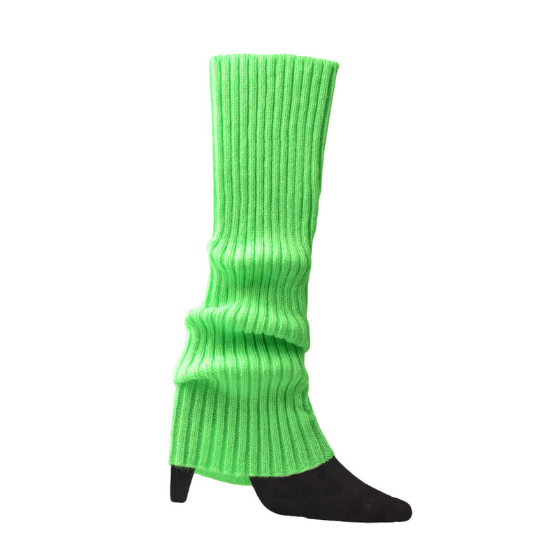 Jambières tricotées néon pour femmes, chaussettes sans pieds brillantes, chaussettes punk, noir, genou haut, gothique, hip-hop, rock, Halloween, années 80
